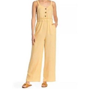 Romeo & Juliet couture linen striped jumpsuit yellow small